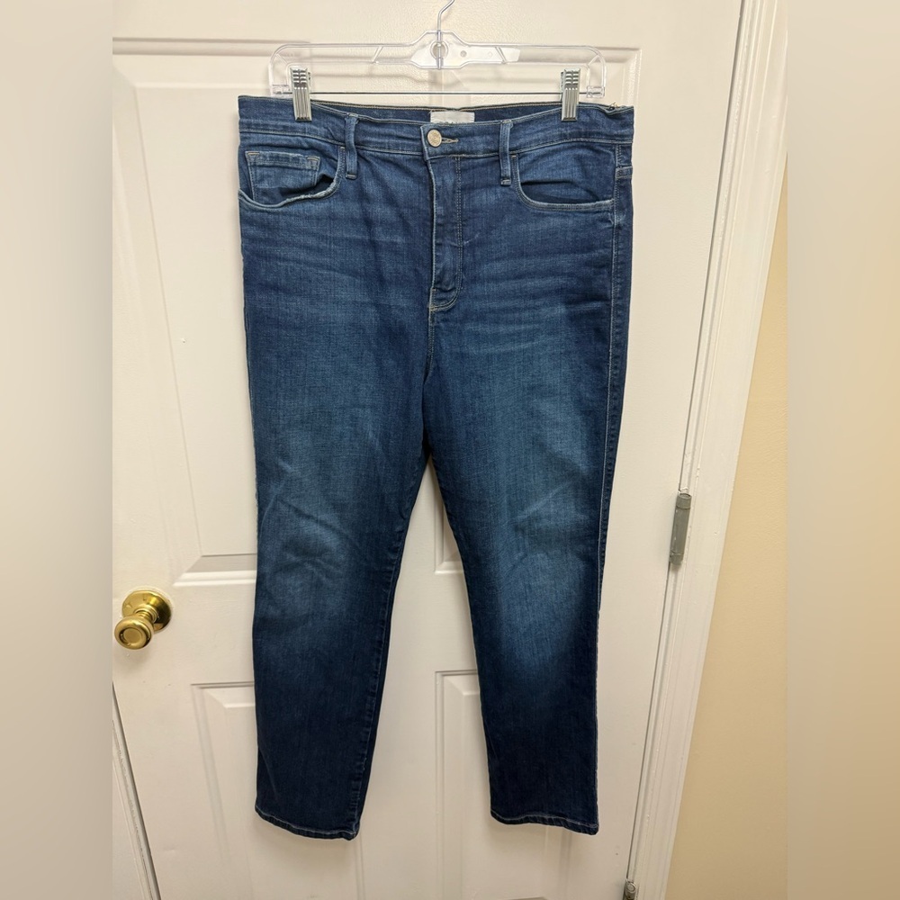frame le sylvie slender straight jeans Size 32 Dark Wash Contemporary Casual